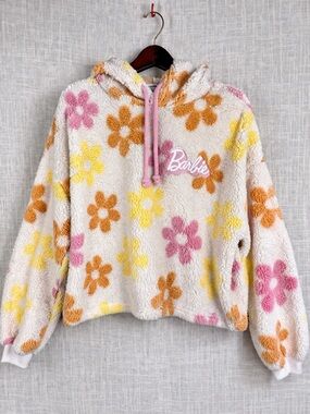 Barbie Floral Sherpa Hoodie Grayson Threads XL Cozy Fleece Pullover
